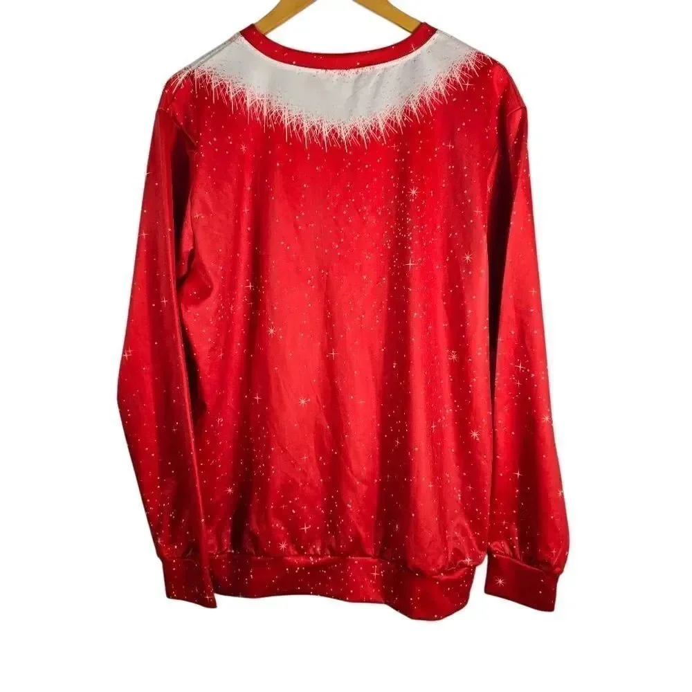 SHEIN Red Santa Illusion Crew Neck Sweater